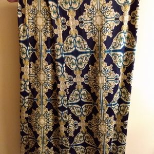 White Mark- Navy Medallion Wide Leg Pants- XL